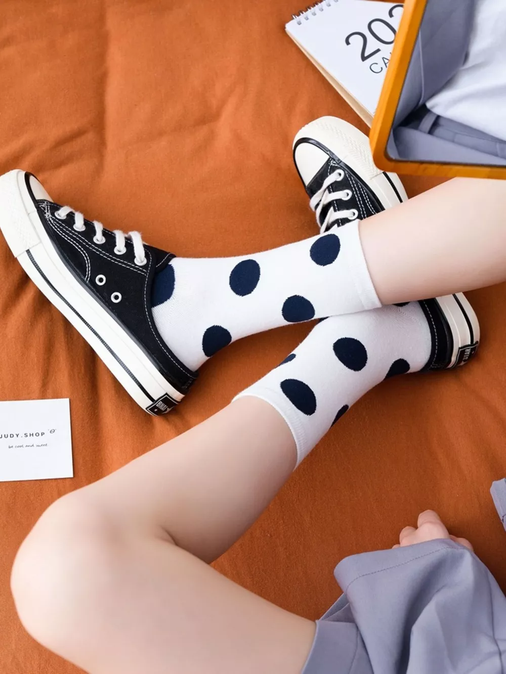 Polka Dot Mid-Calf Cotton Socks, image 8