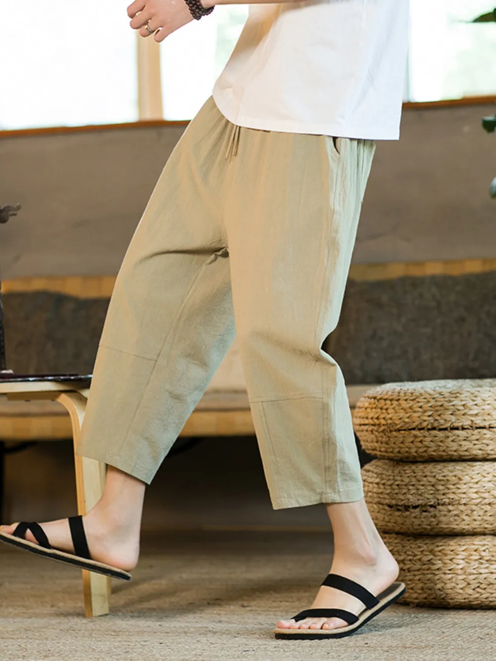Men's Drawstring Wide Leg Pants, image 5