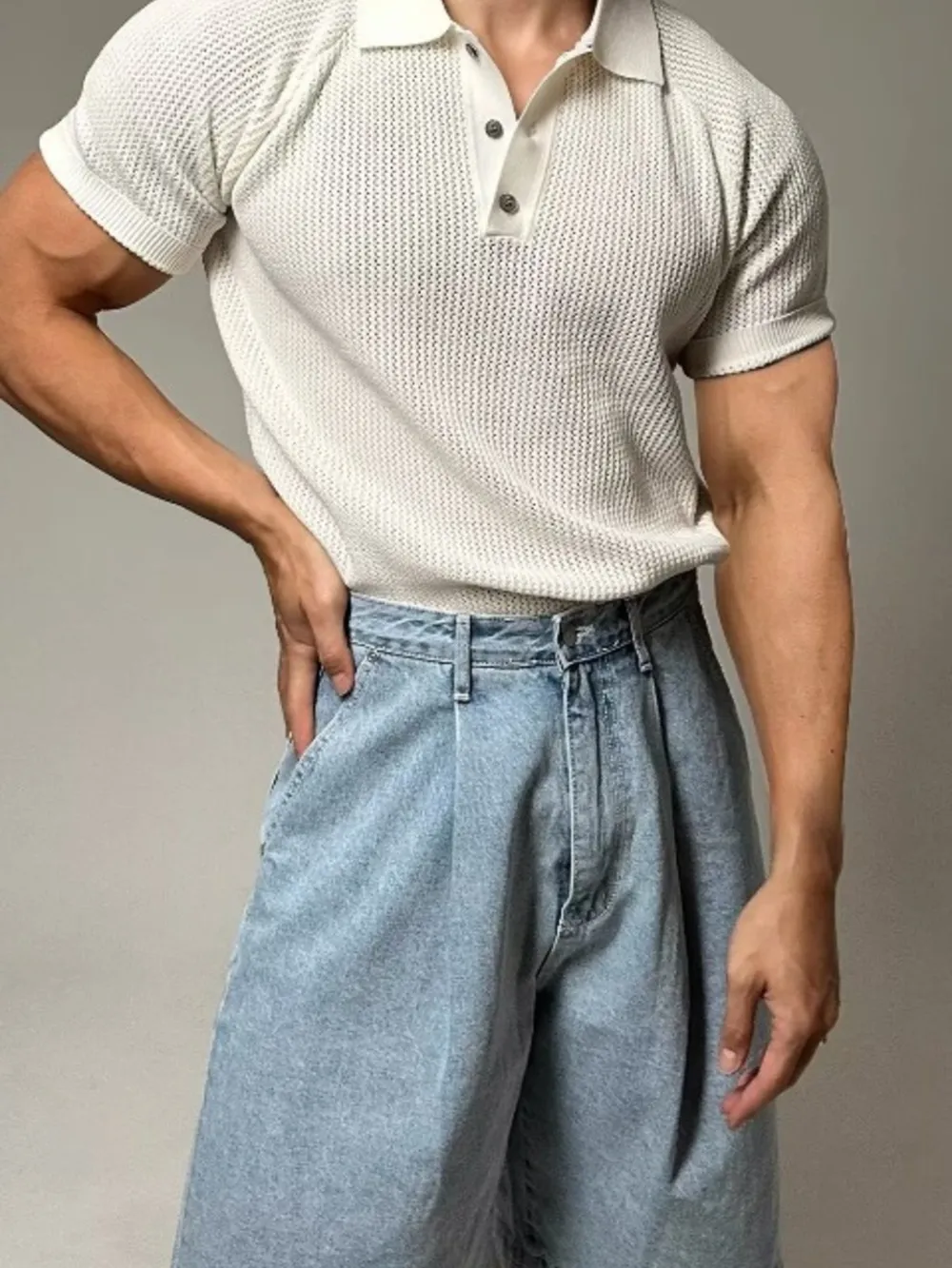 Men's Full Size Textured Knit Short Sleeve Polo Plus Size, image 9