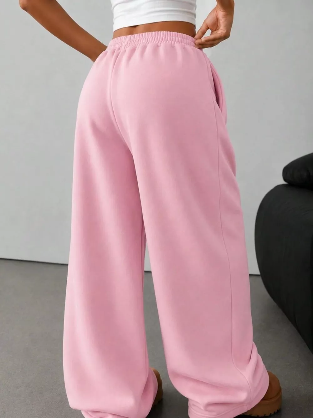 Elastic Waist Wide-Leg Sweatpants, image 12