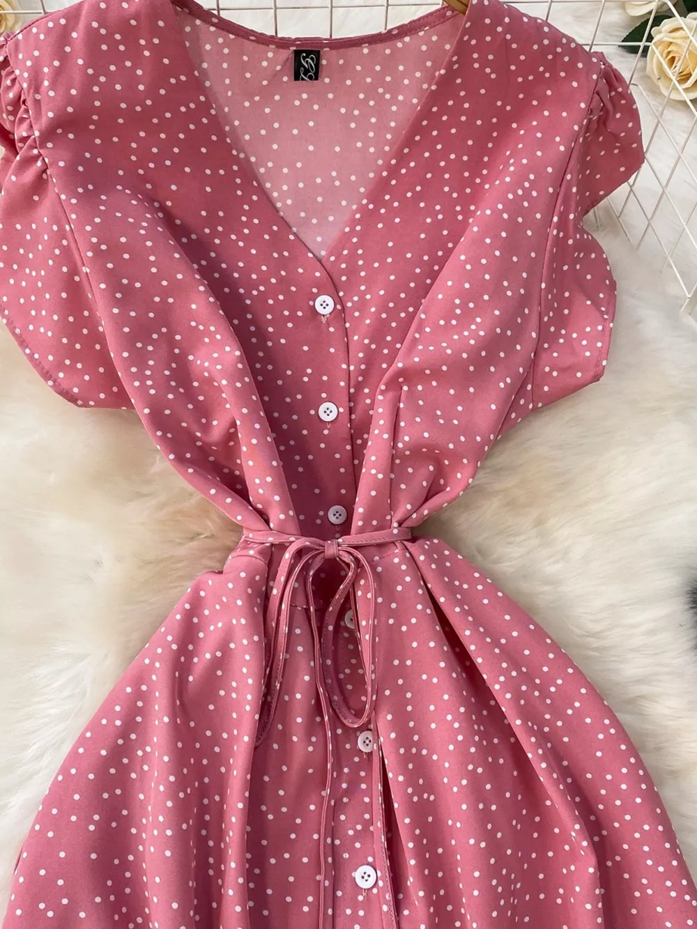 Polka Dot Button-Down Dress, image 6