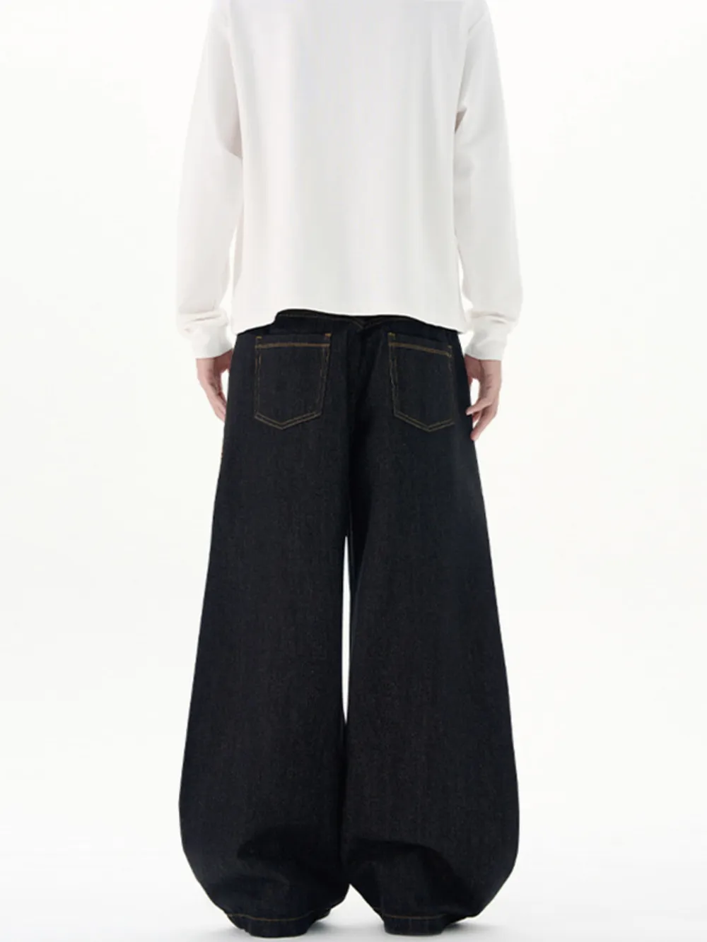 Men's Plus Size Wide Leg Jeans with Detachable Square Scarf, image 4