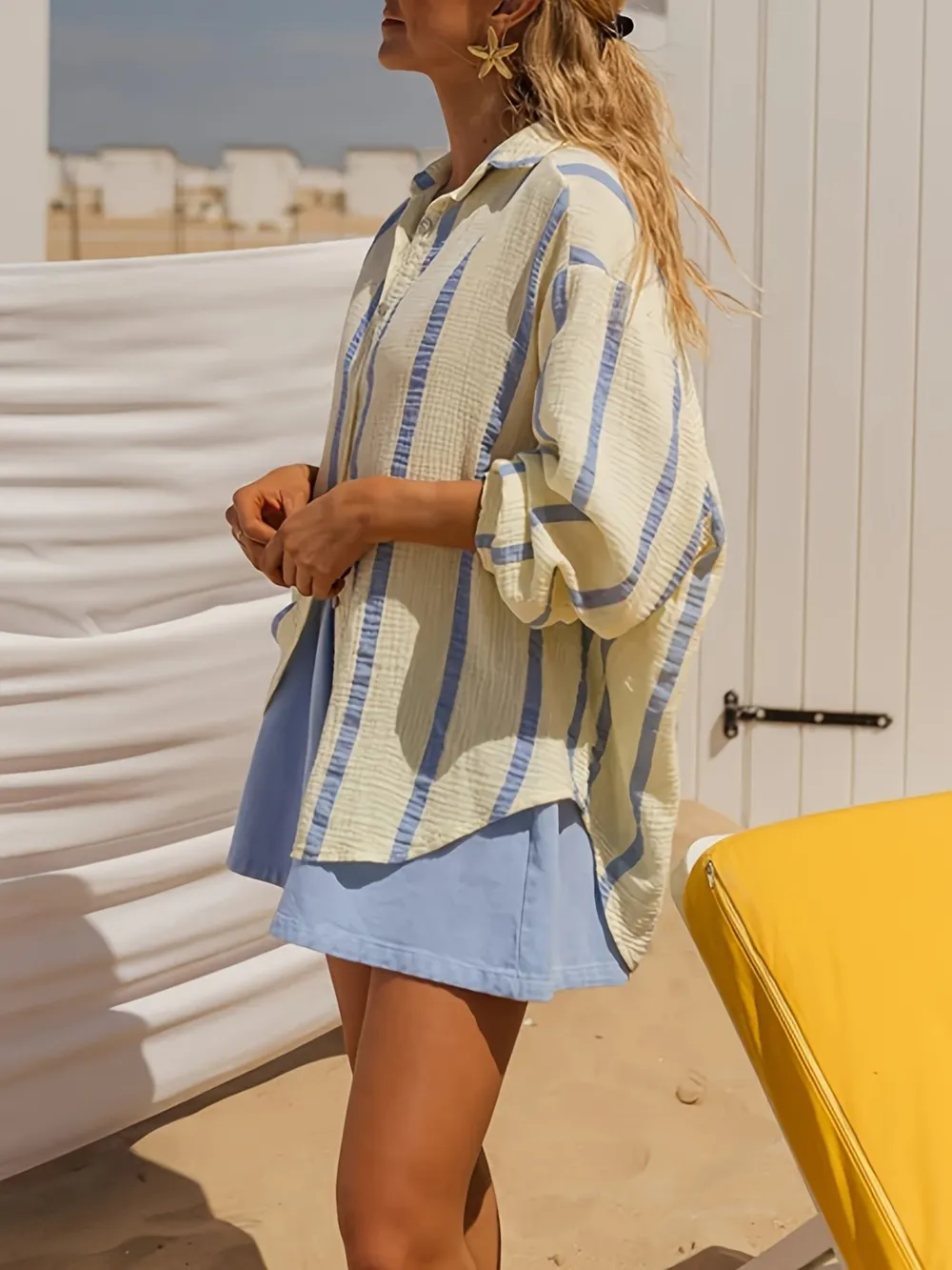 Striped Button Up Long Sleeve Shirt, image 5