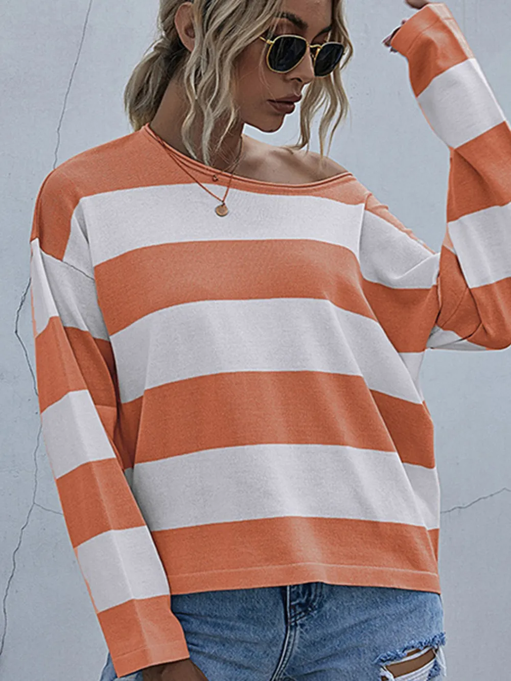 Striped Casual Long Sleeve Knit Top, image 13