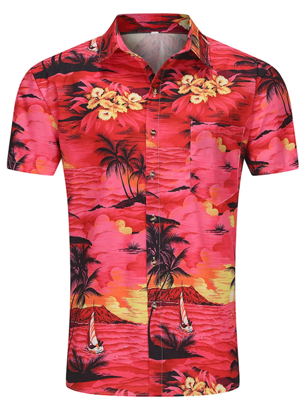 Men's Plus Size Printed Button Up Long Sleeve Shirt, image 2