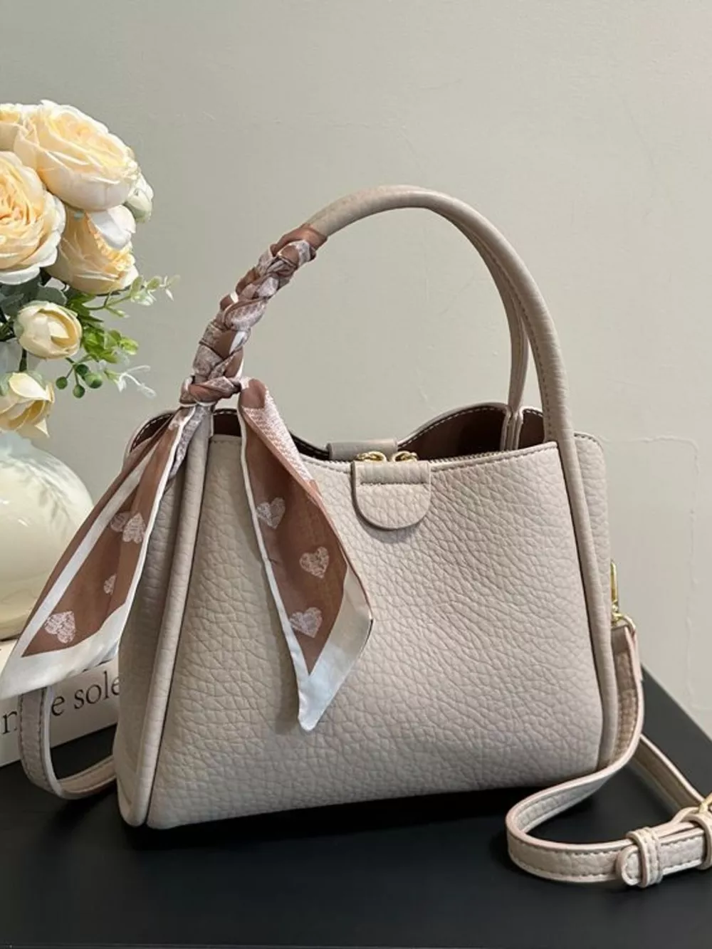 Leather Top Handle Crossbody Bag, image 2