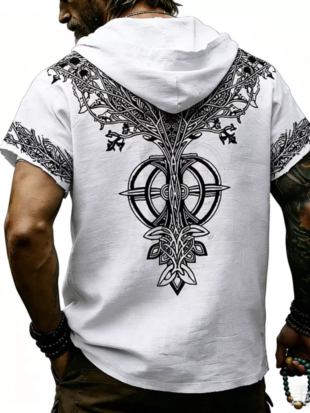 Men's Full Size Printed Hooded Short Sleeve Top Plus Size, image 20