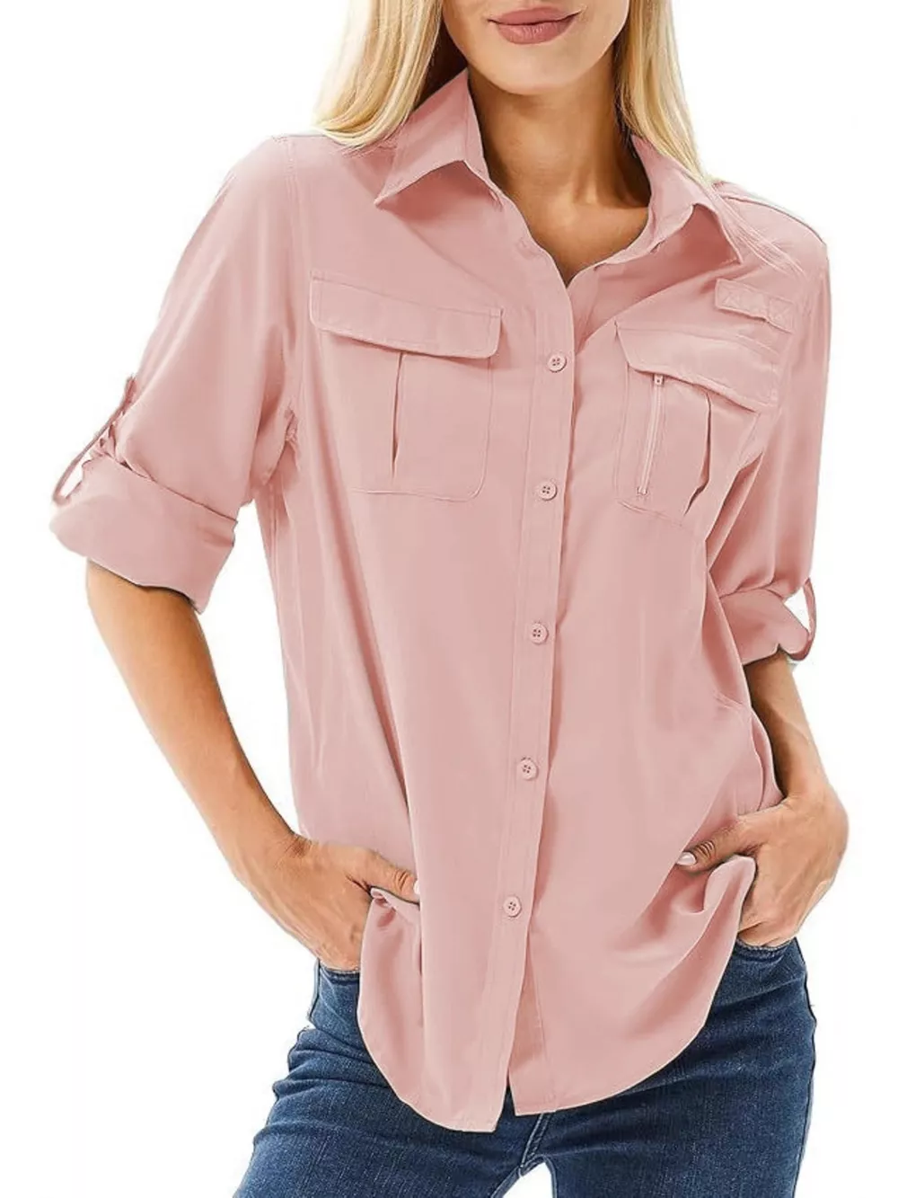 Full Size Roll-Up Sleeve Button Up Shirt Plus Size, image 14
