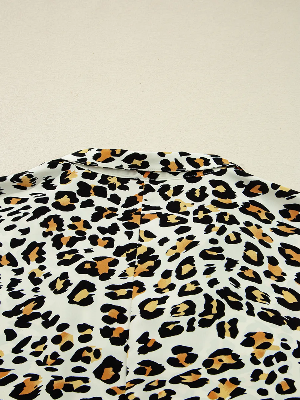 Leopard Print Contrast Striped V Neck Blouse, image 4