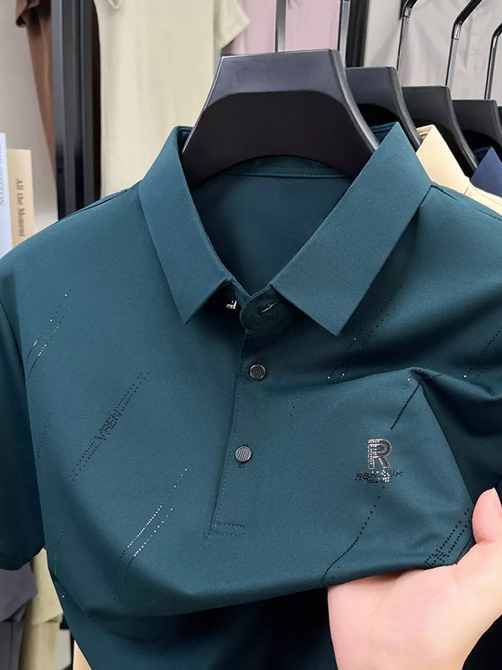 Men's Plus Size Button Detail Short Sleeve Polo, image 13