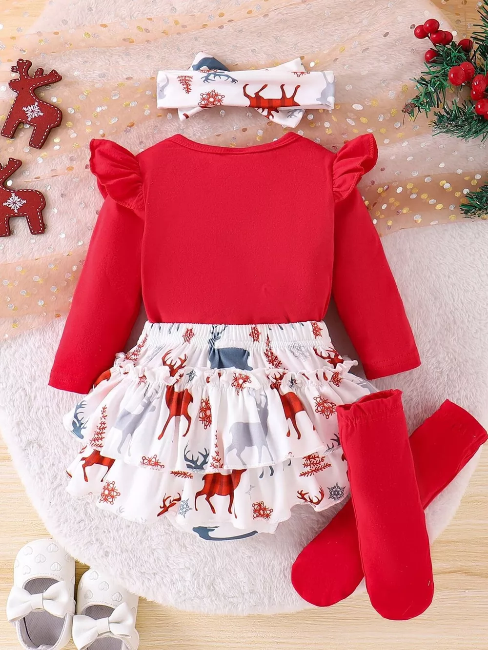 Children's My First Christmas Ruffle Sleeve Set, image 3