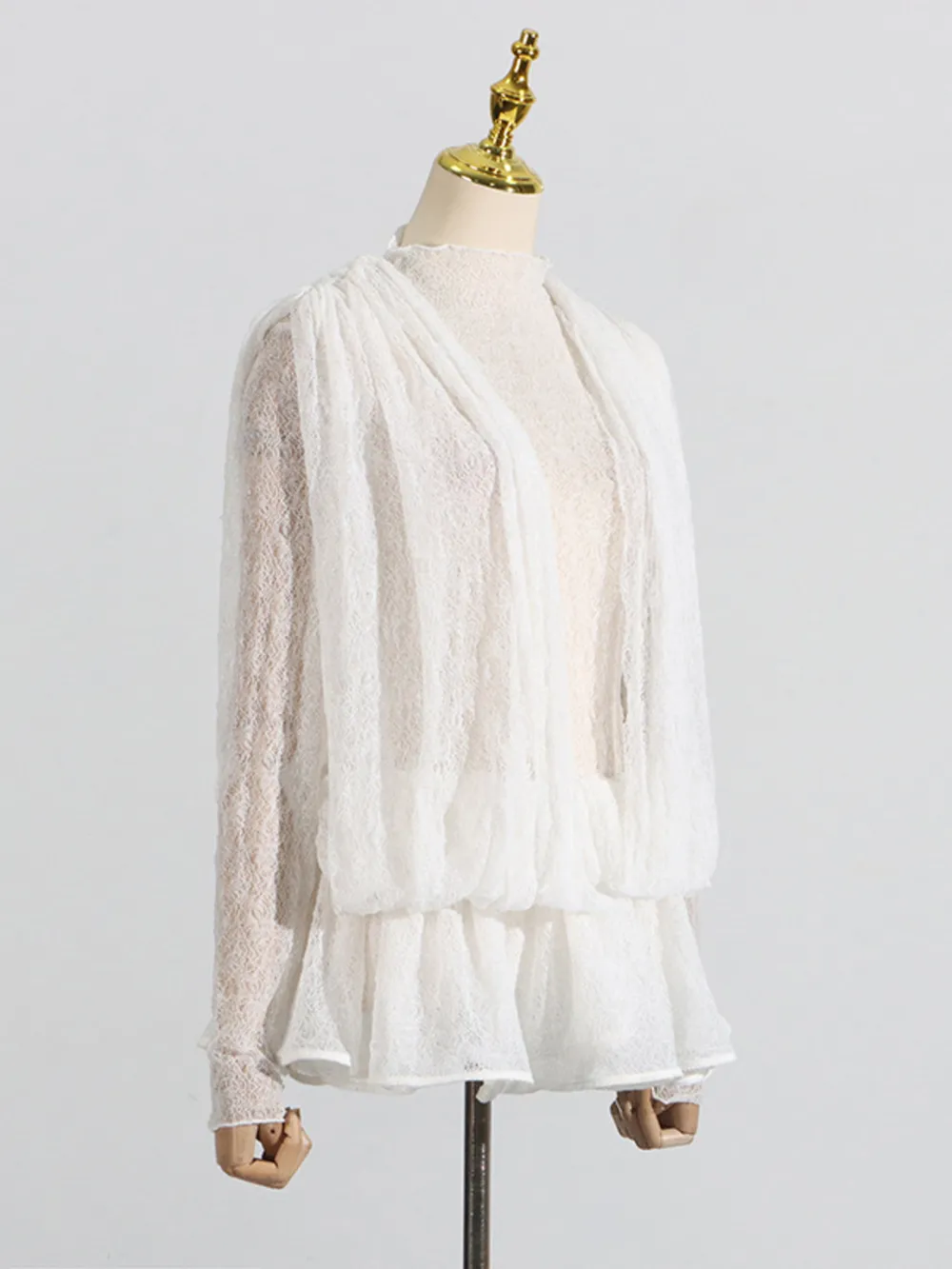 Ruffled Hem Lace Mini Dress, image 4
