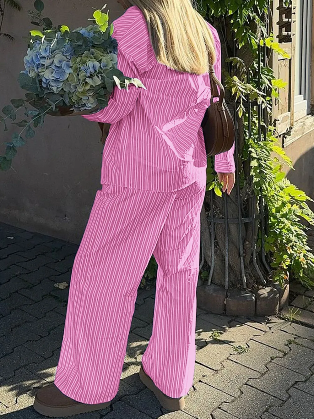 Striped Button Up Shirt and Pants Set, image 3