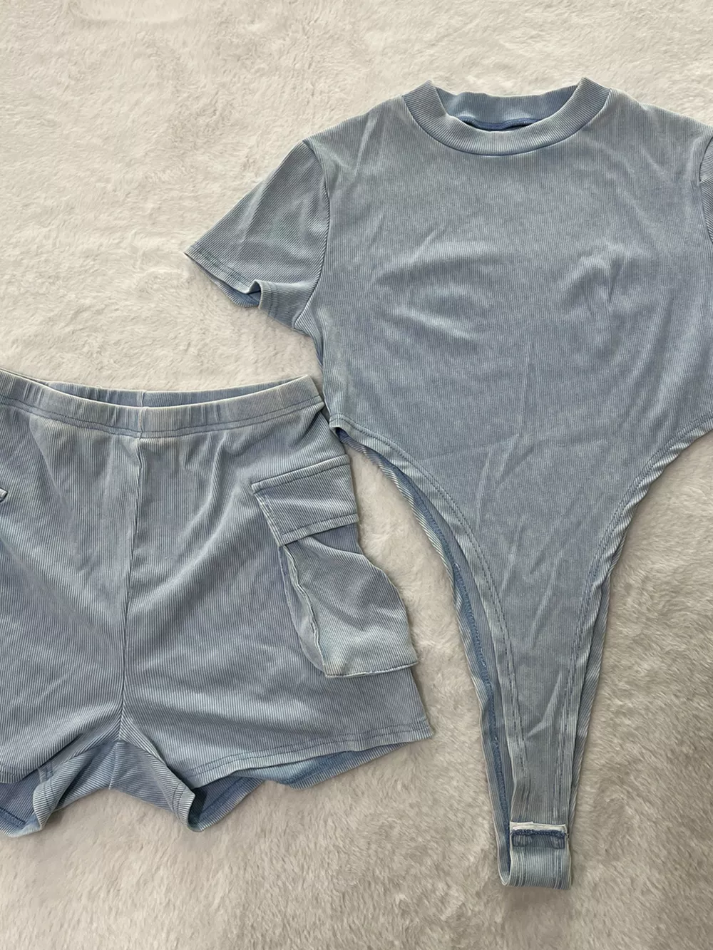 Ribbed Knit Bodysuit and Shorts Set, image 4
