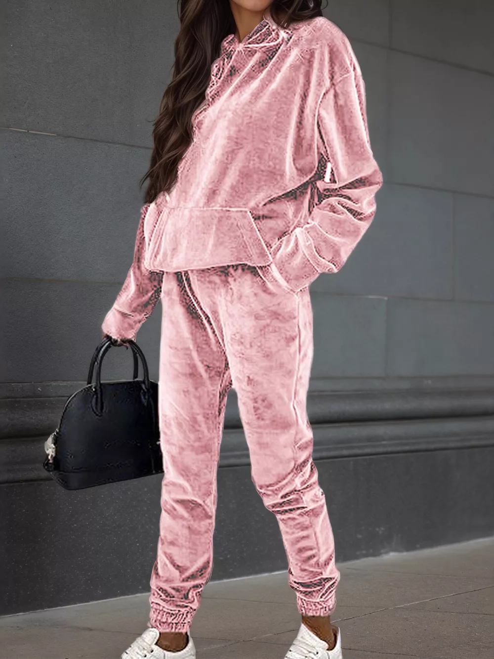 Velvet Long Sleeve Hoodie and Pants Set, image 9