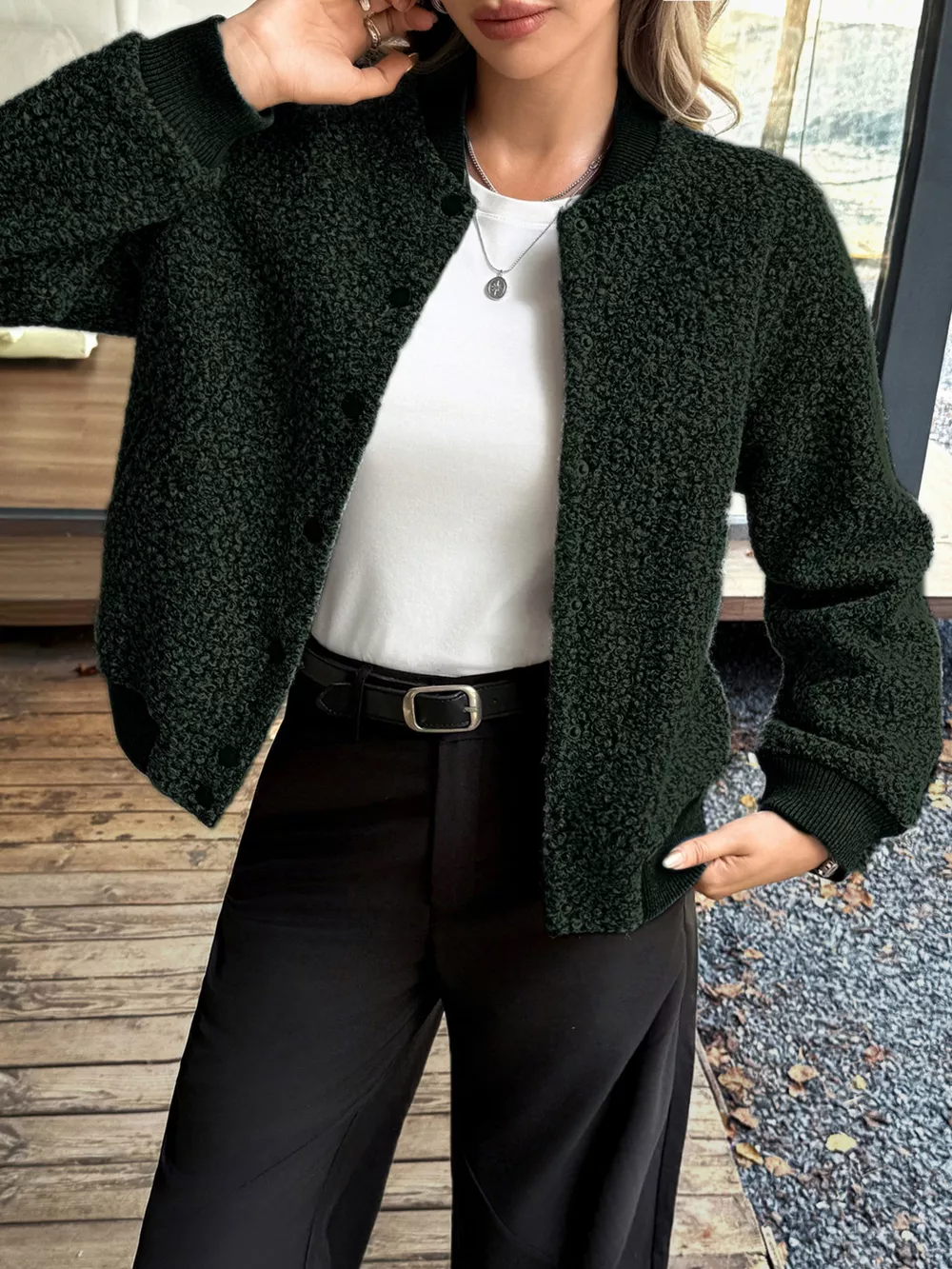 Snap Down Dropped Shoulder Jacket, image 10