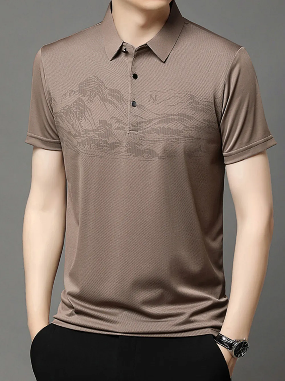 Men's Plus Size Button Detail Short Sleeve Polo, image 5