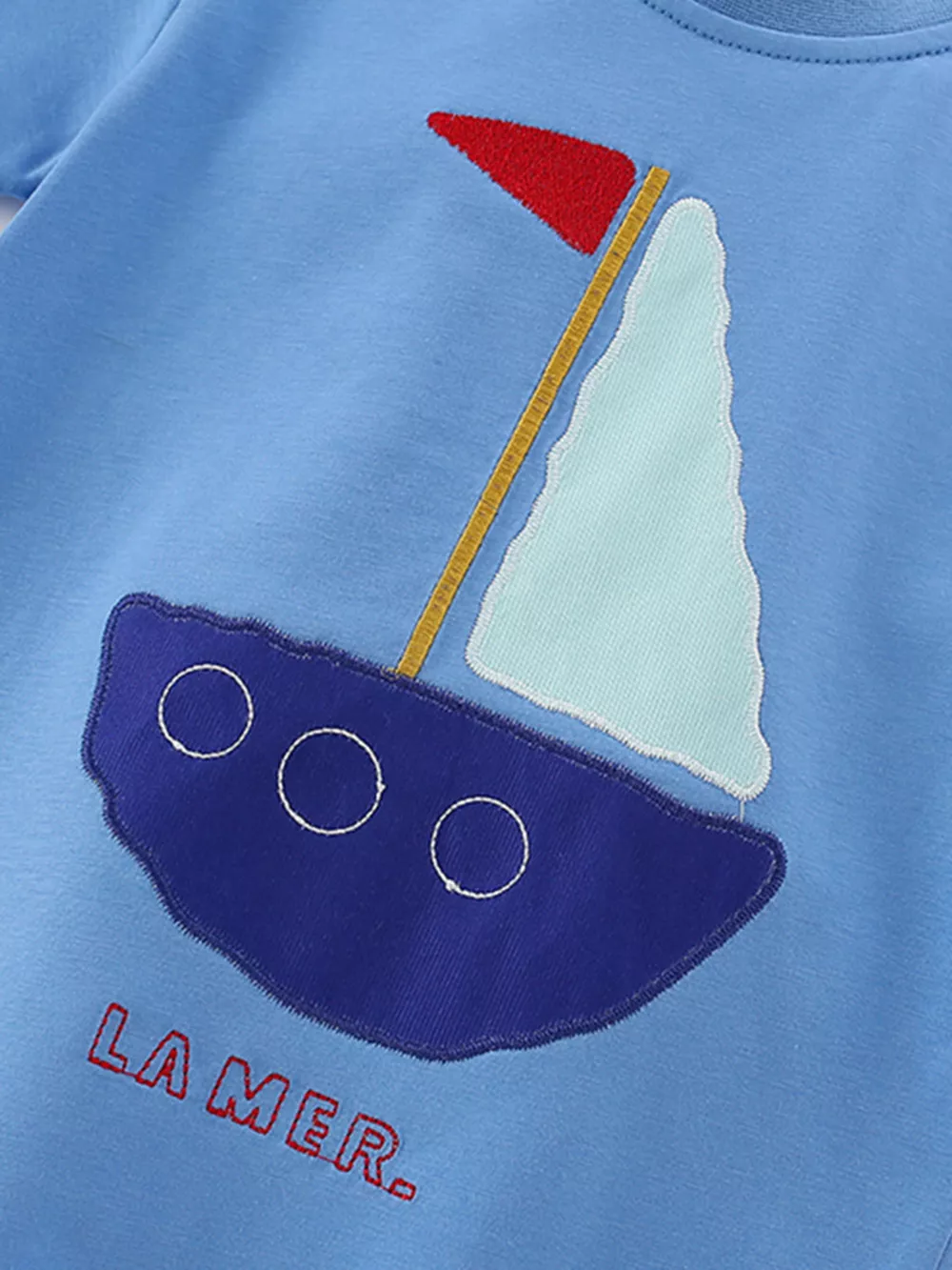 Children's Sailboat Print Tee and Striped Shorts Set, image 3