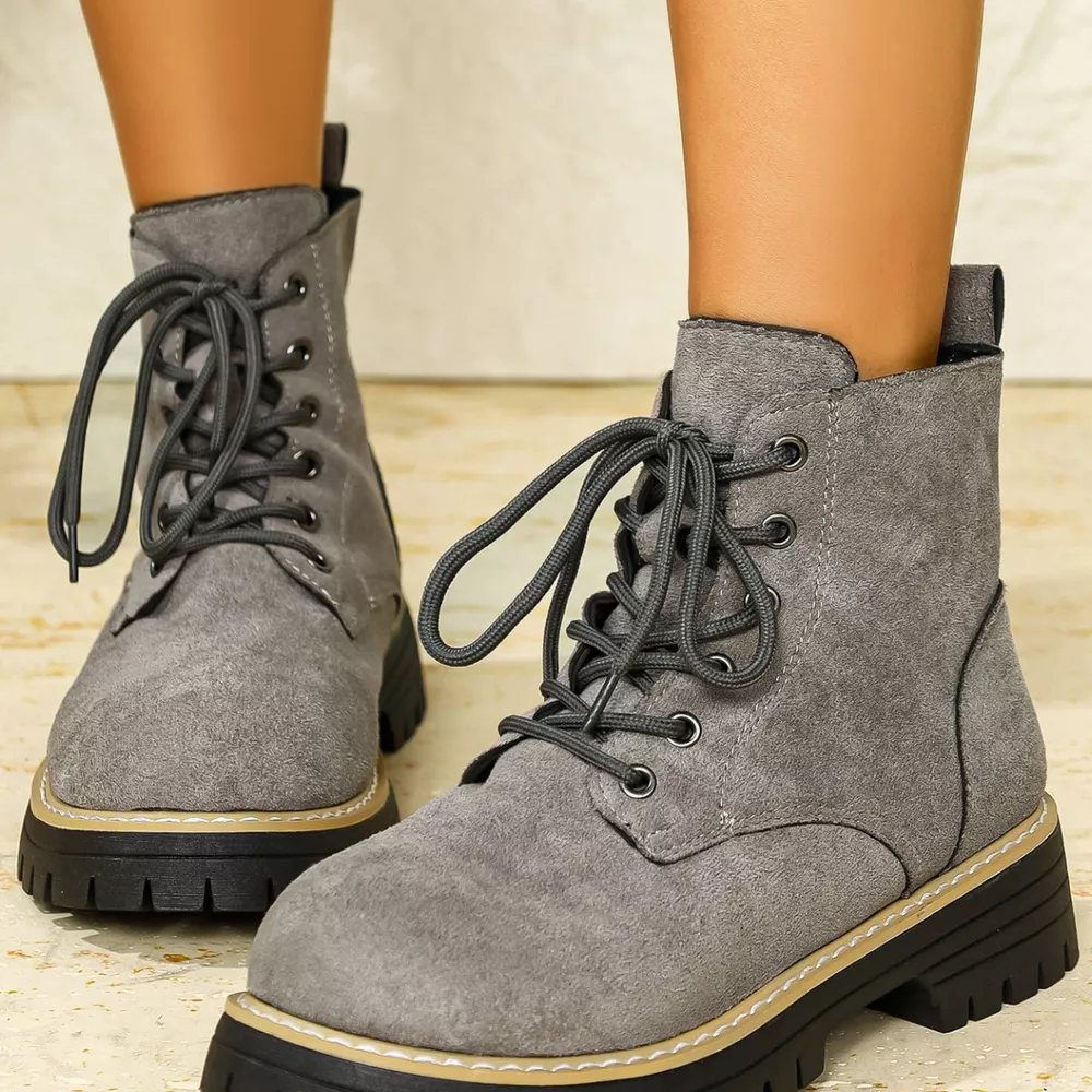 Round Toe Lace Up Boots, image 8