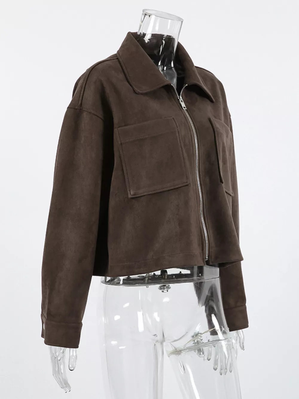 Suede Utility Jacket with Front Pockets, image 6