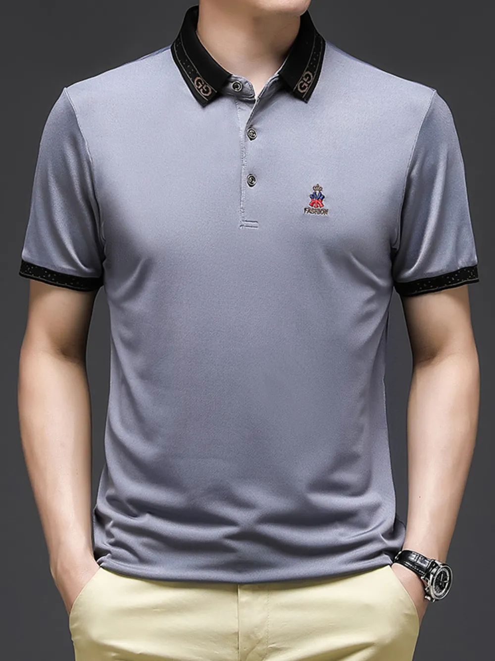 Men's Plus Size Breathable Short Sleeve Polo, image 4