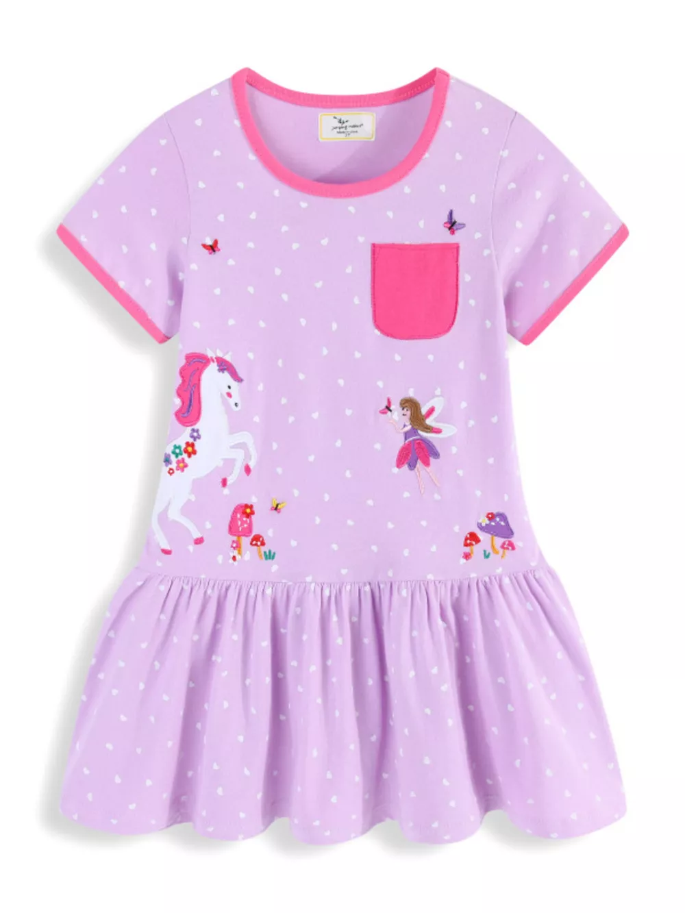 Children's Unicorn & Fairy Embroidered Ruffle Hem Dress, image 3