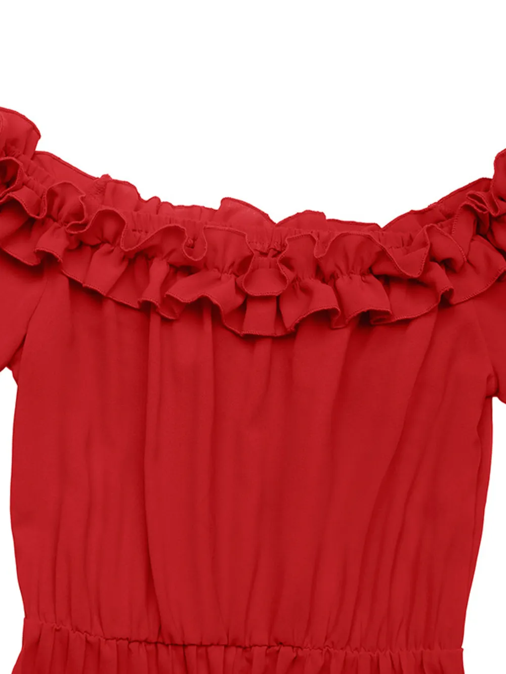 Off-Shoulder Ruffle Pleated Midi Dress, image 2