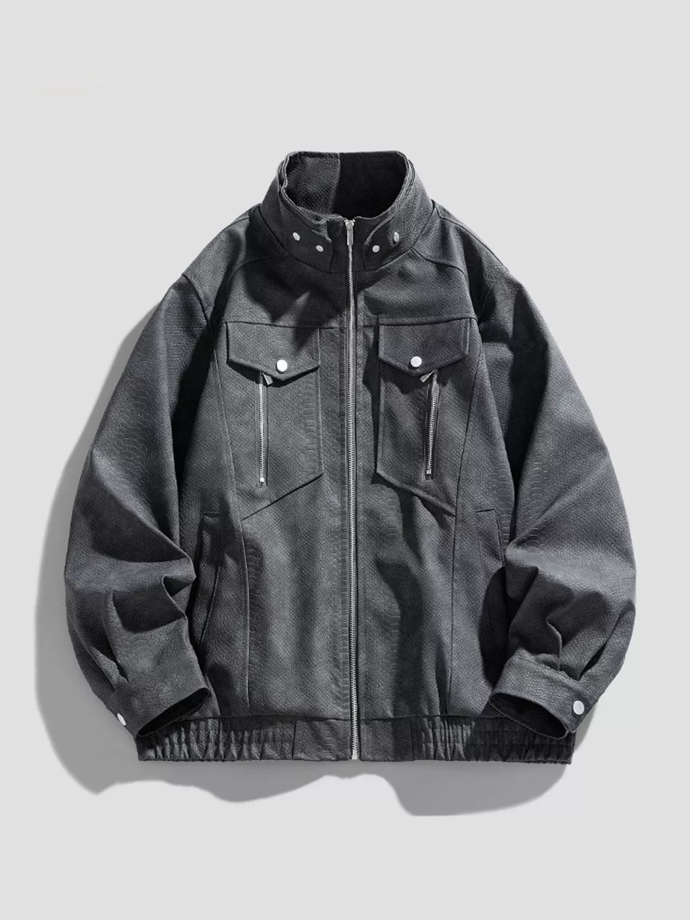 Me's Plus Size Zip Up Casual Jacket, image 4