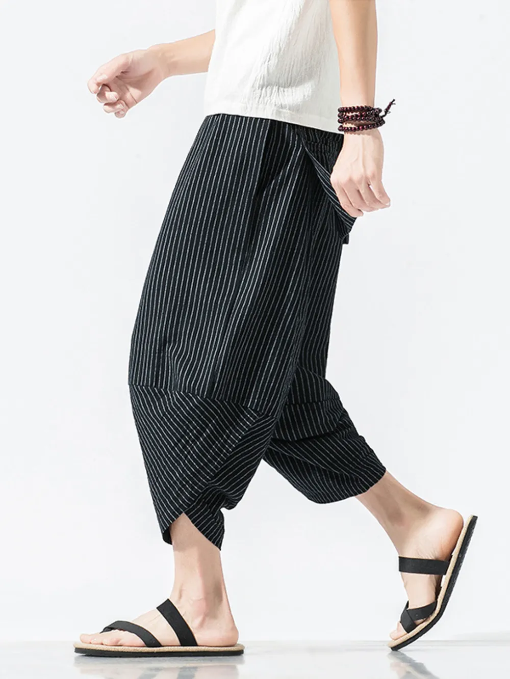 Men's Plus Size Striped Wide Leg Pants, image 8