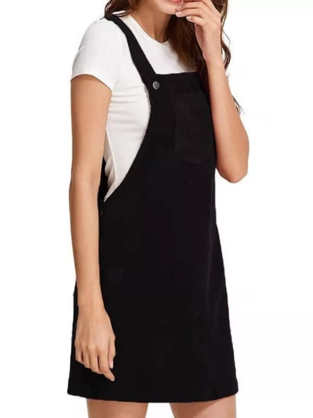 Corduroy Wide Strap Overall Dress, image 4