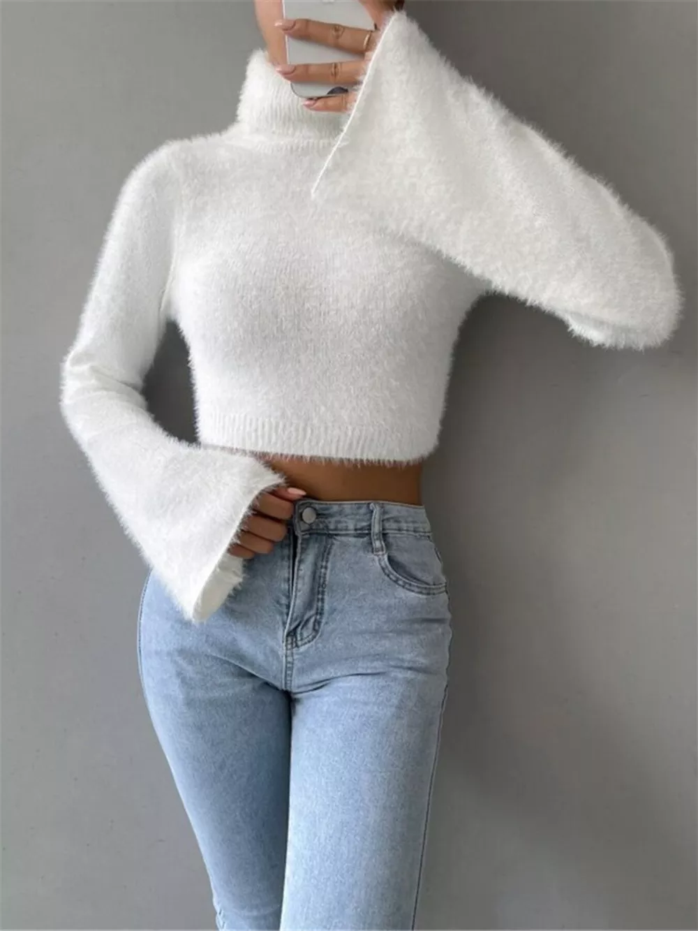 Turtleneck Flare Sleeve Sweater, image 5