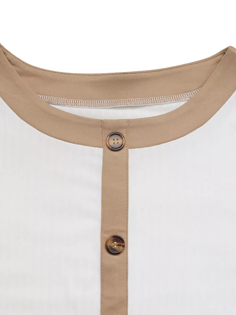 Decor Button Round Neck Short Sleeve Blouse, image 5