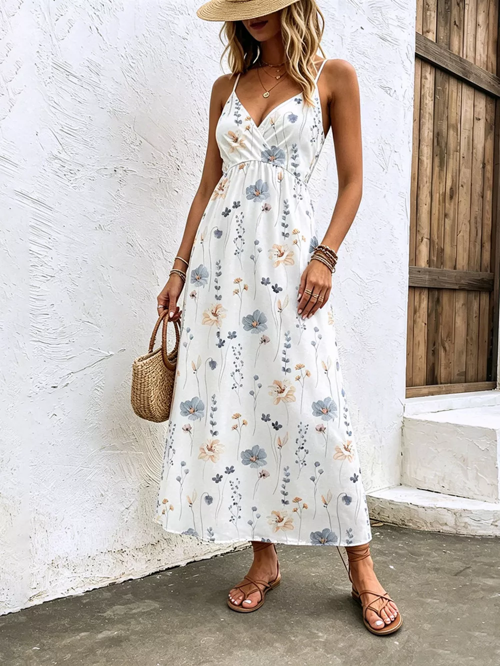Floral Print Spaghetti Strap Midi Dress, image 5
