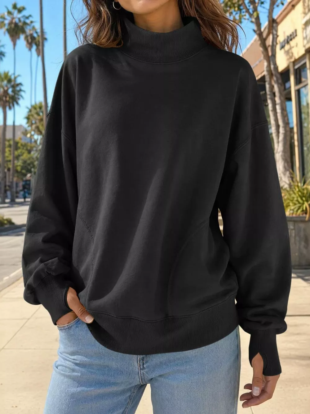 Mock Neck Oversized Sweatshirt, image 7