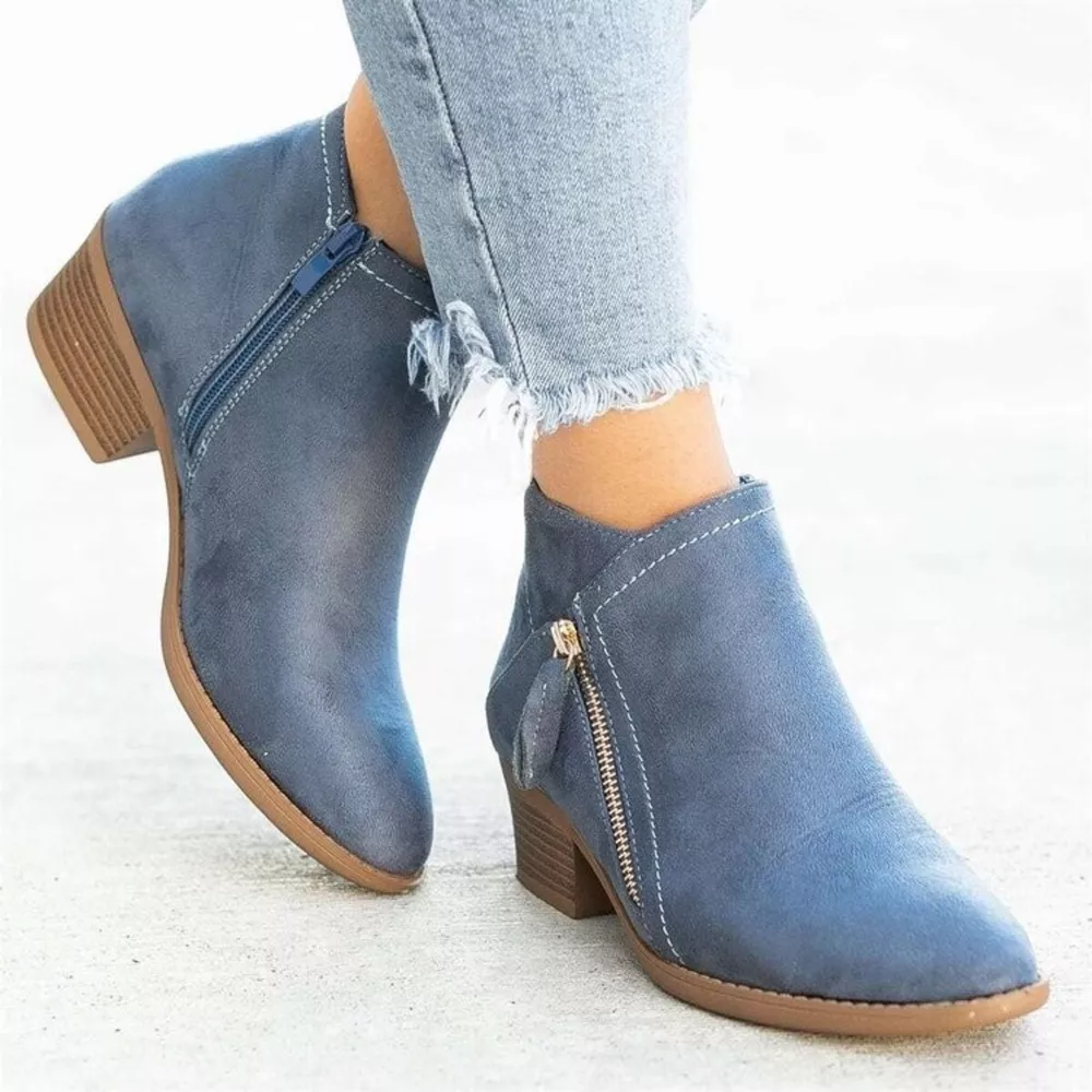 Round Toe Block Heels Boots, image 8