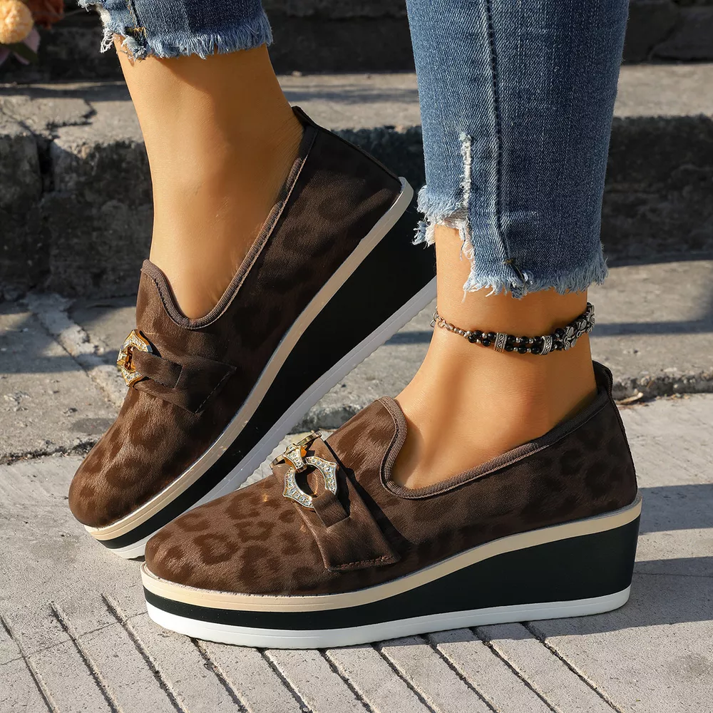 Leopard Print Wedge Loafers, image 9