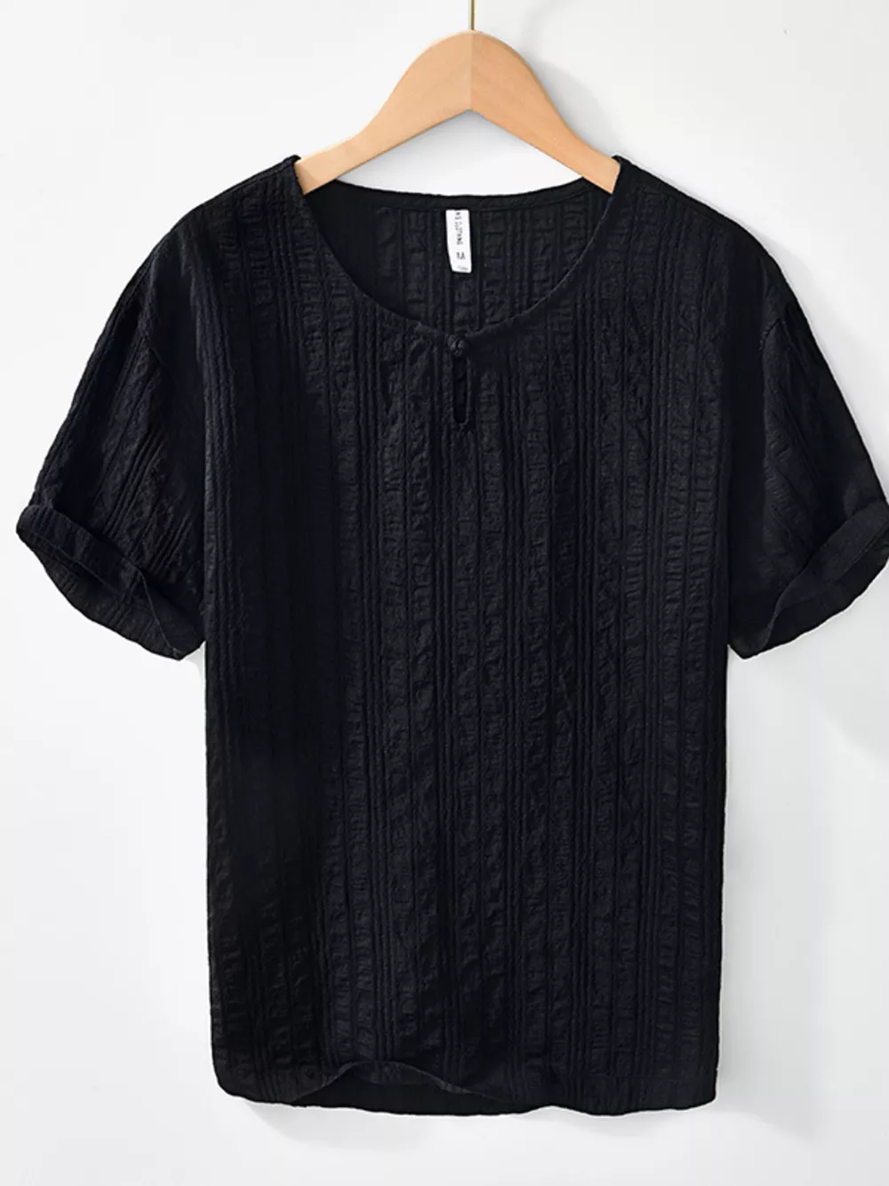 Men's Plus Size Textured Short Sleeve Blouse