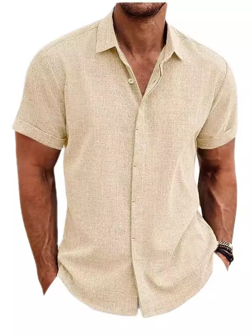 Men's Full Size Casual Short Sleeve Button-Down Shirt Plus Size, image 3