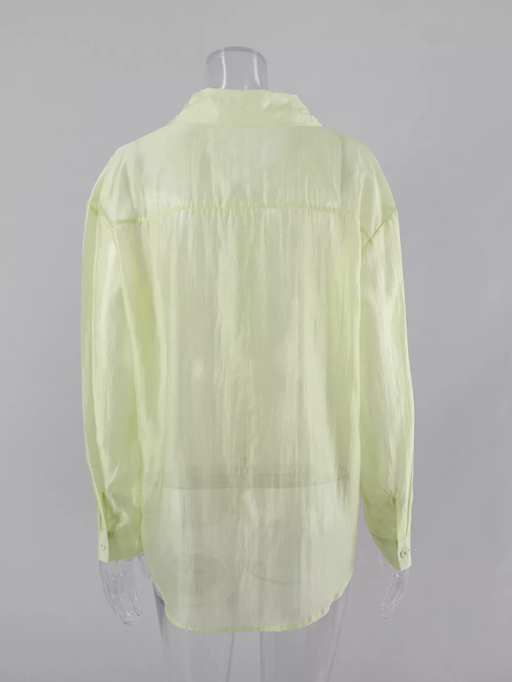 Sheer Oversized Button-Up Shirt, image 7