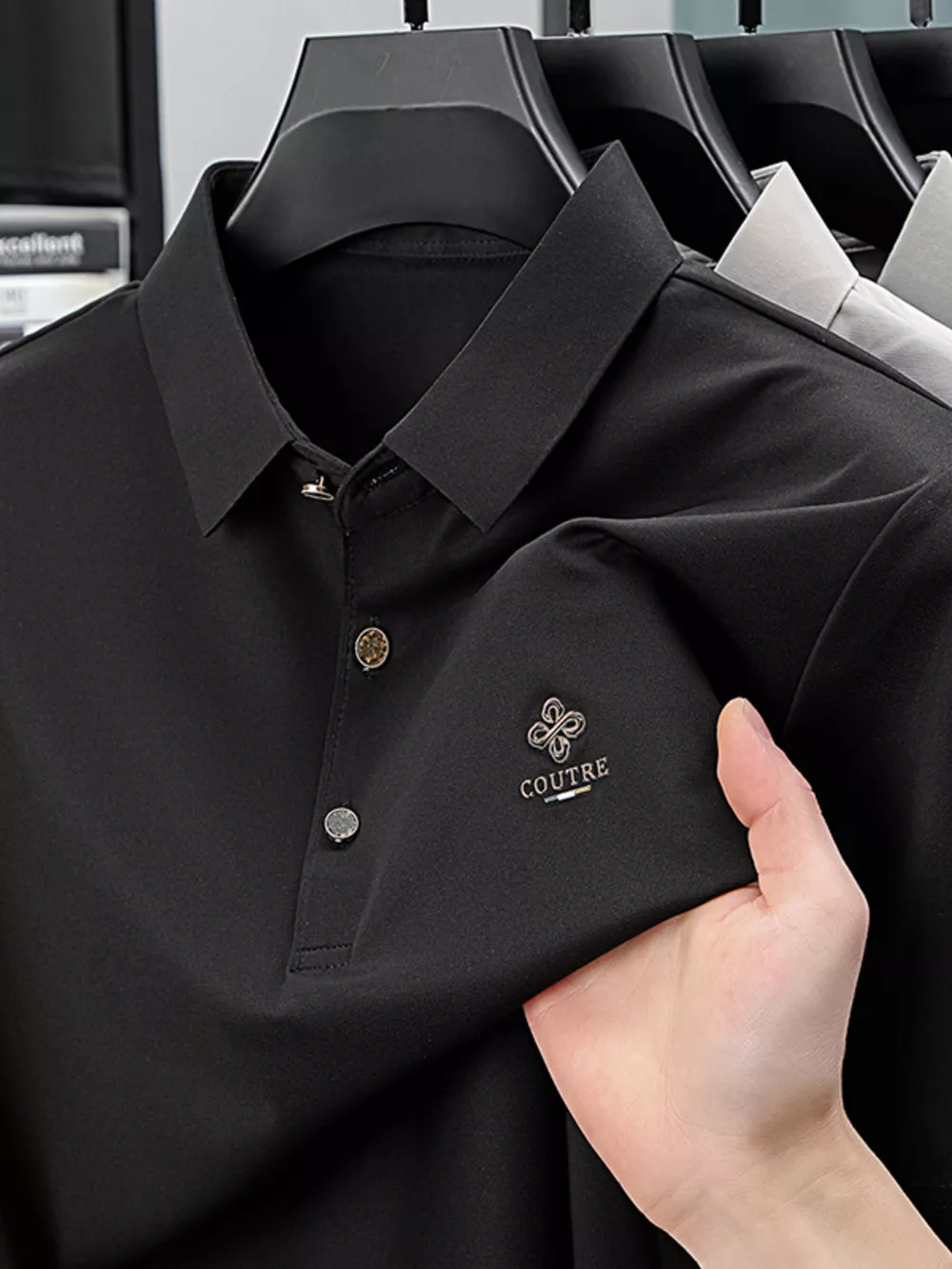 Men's Plus Size Button Detail Short Sleeve Polo, image 2