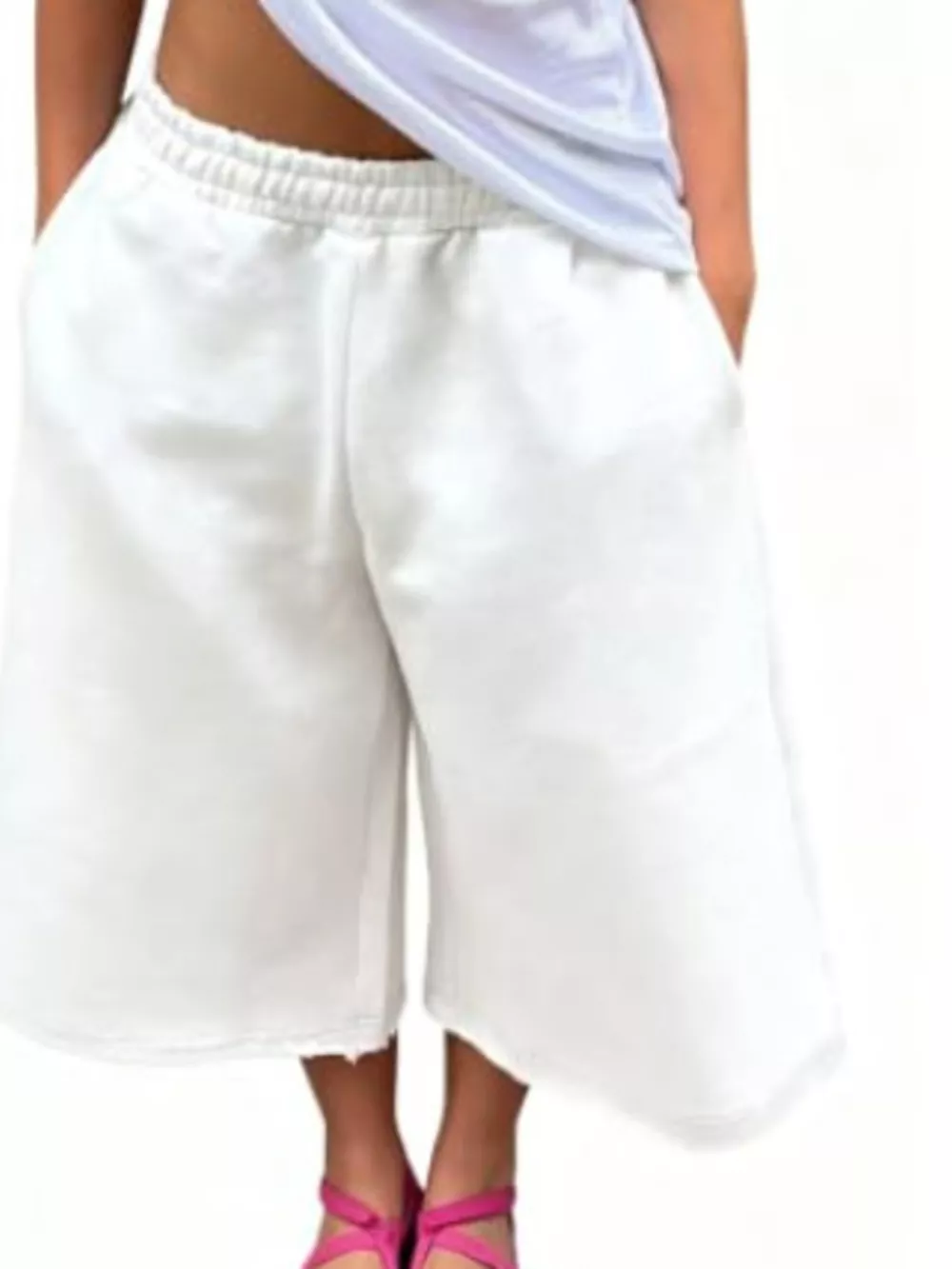 Wide-Leg Cropped Sweatpants with Pockets, image 14
