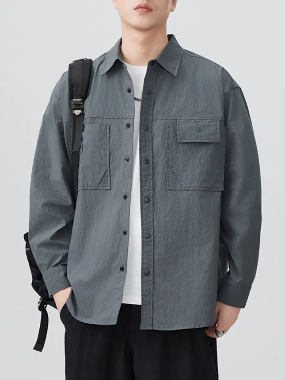 Men's Plus Size Button Up Long Sleeve Shirt, image 3