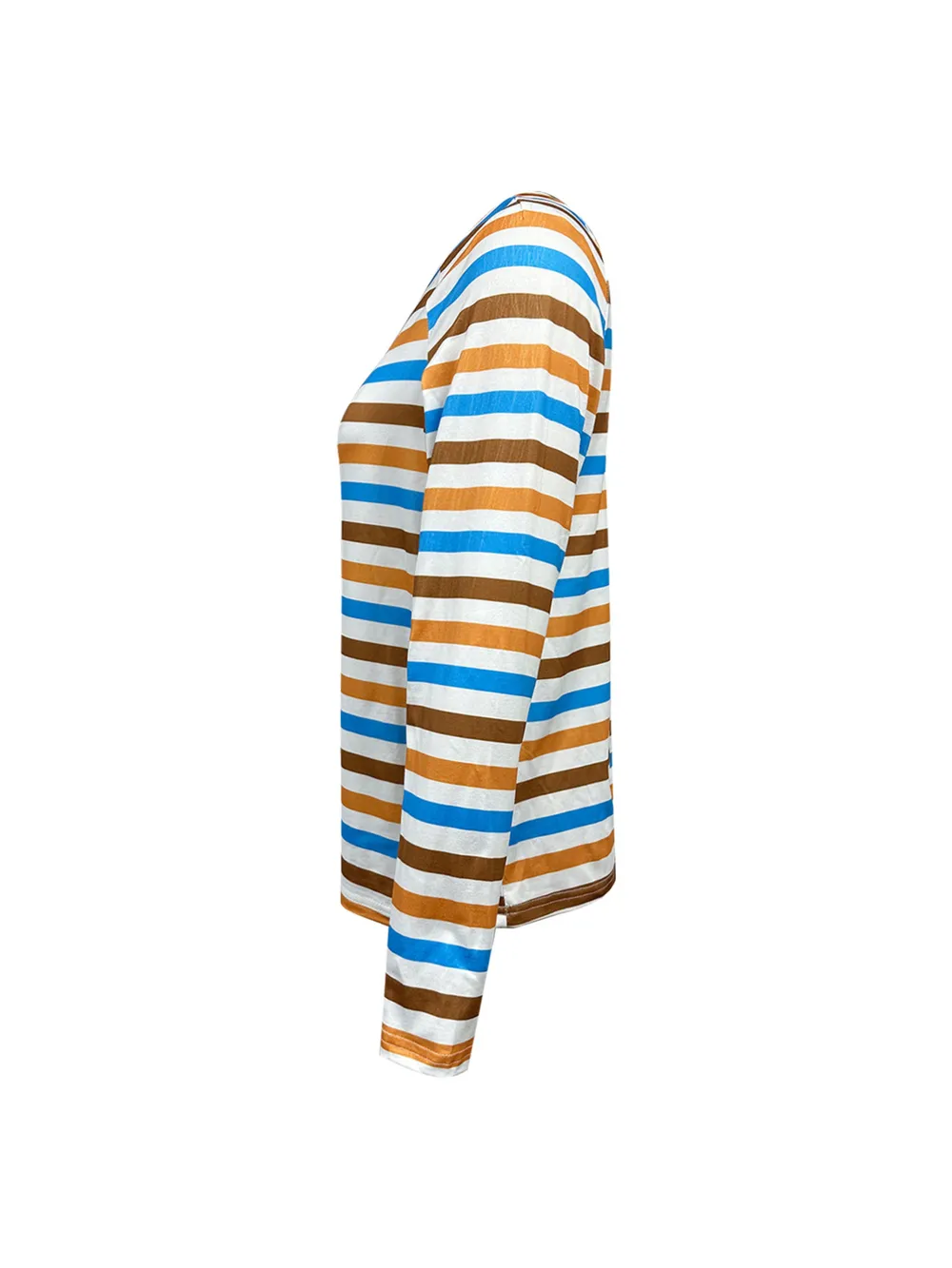 Full Size Striped Long Sleeve Casual Top Plus Size, image 4