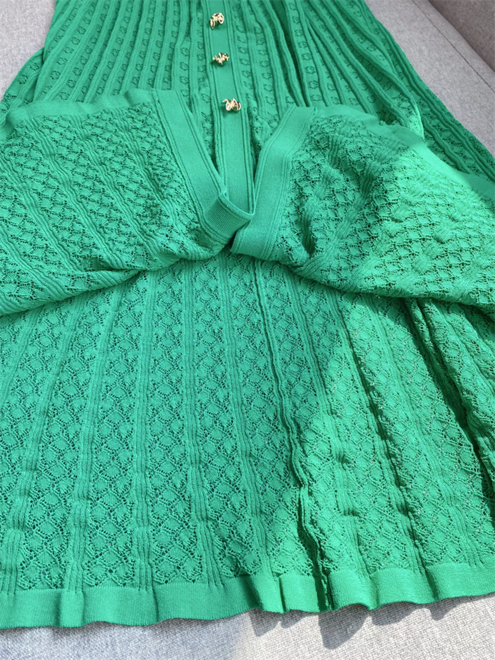 Button Front Short Sleeve Knit Dress, image 6