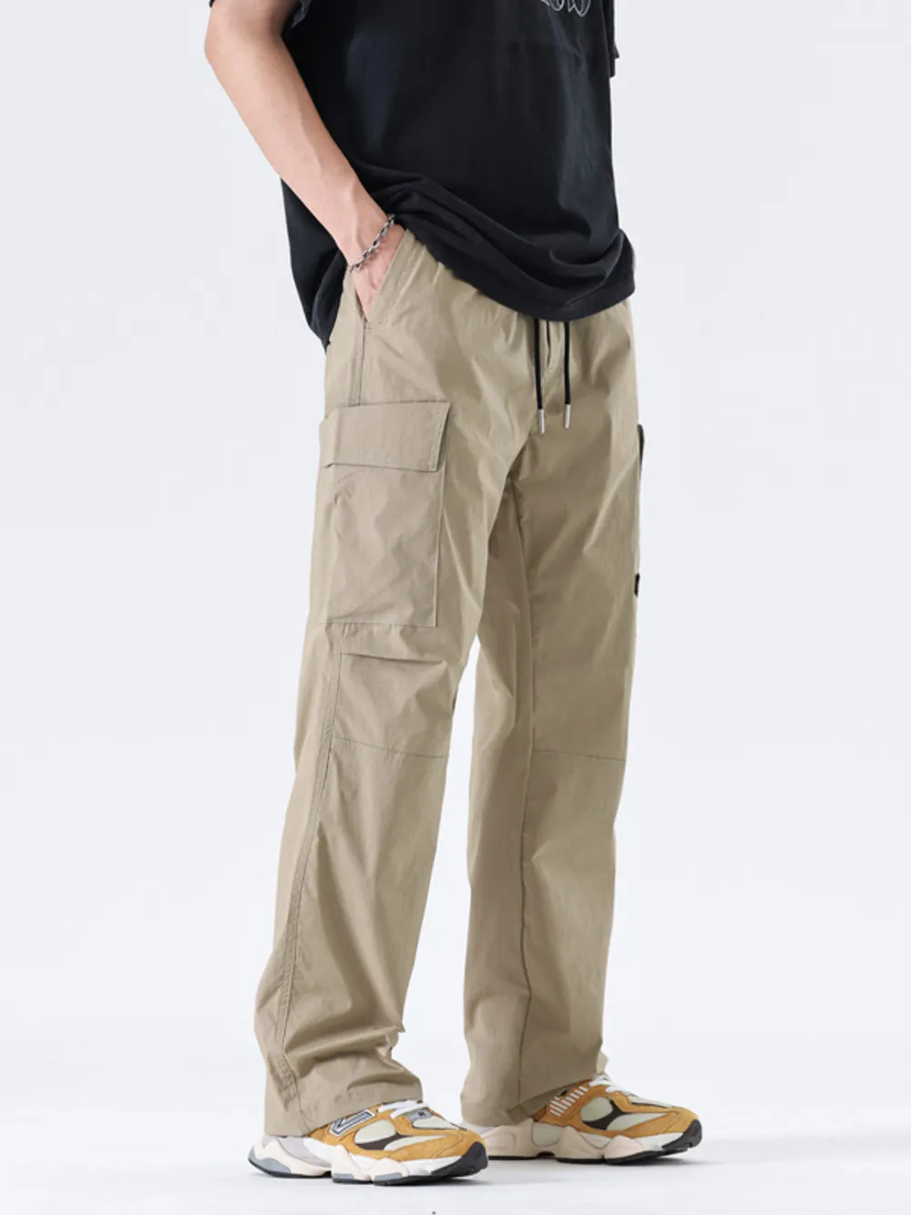 Men's Full Size Drawstring Wide Leg Cargo Pants Plus Size, image 4
