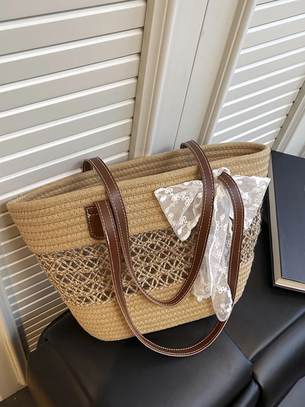 Woven Straw Shoulder Bag, image 7