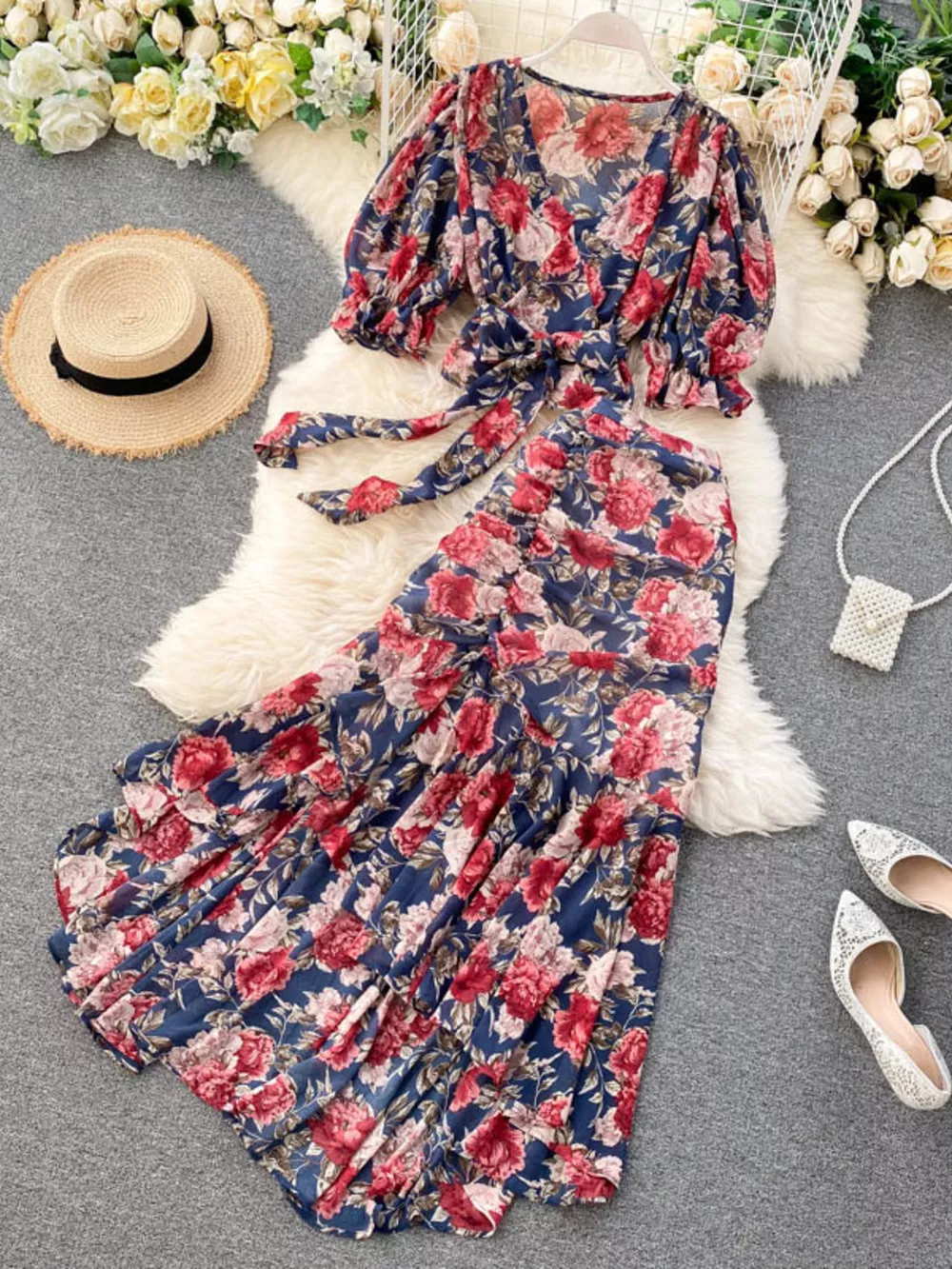 Floral Print Crop Top and Skirt Set, image 5