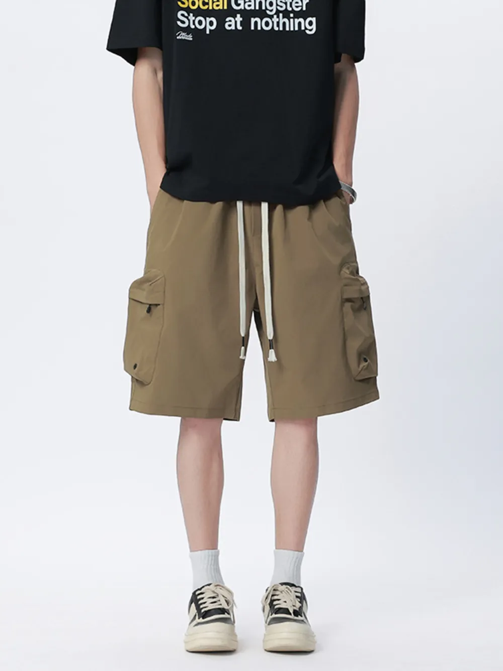Men's Plus Size Drawstring Cargo Shorts, image 2