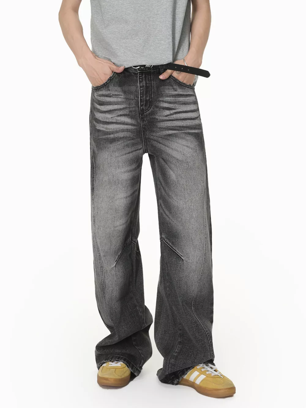 Men's Vintage Wash Wide Leg Jeans