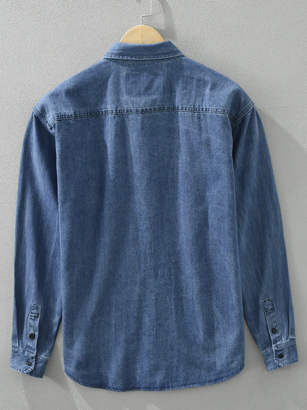 Men's Plus Size Button Up Long Sleeve Denim Shirt, image 4
